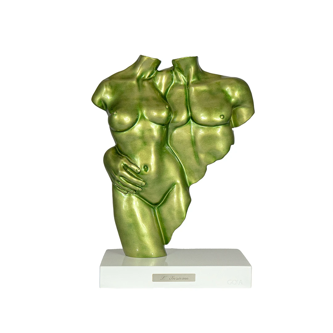 Soprammobili moderni scultura coppia L'Insieme verde Goia Argenti